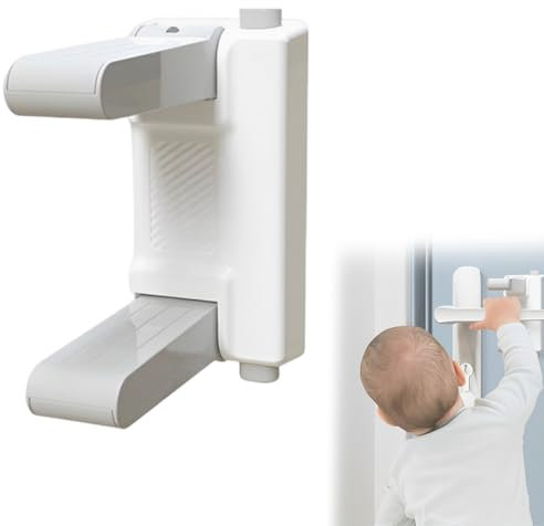 MEXRUMI Cerradura De Seguridad Para Bebés De 1 Pieza Cerradura De Palanca De Puerta Para Niños Con Adhesivo Cerradura De Puerta De Seguridad Para Golpear Puerta Y Ventana