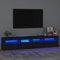 IKAYAA Mueble para TV de 210 cm Con Iluminación LED, Armario Bajo, Mueble de Salón, Aparador TV, Diseño Moderno, Elegante, Negro, 210 x 35 x 40 cm