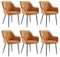 SONGMICS Esszimmerstuhll, 6er Set, Küchenstuhl, Sessel, Samt, Polsterstuhl mit Armlehnen, Loungesessel, bis 120 kg belastbar, Metallbeine, für Esszimmer, Küche, karamellbraun-tintenschwarz LDC087K16