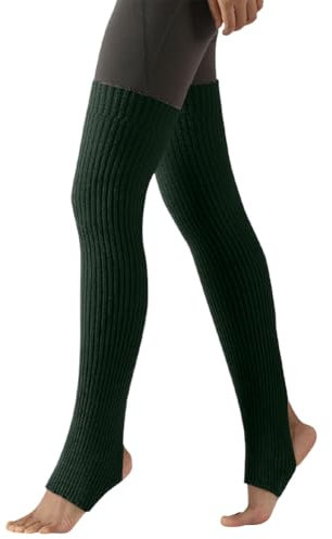 Aublinto Ballett-Strümpfe,Damen Beinwärmer Winter Gestrickt Beinstulpen Strumpf gestrickte Steigbügel-Beinstulpen für Damen, Winter, extra weich, lange Beinstulpen für Yoga, Tanz(Dunkelgrün)