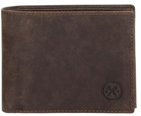 Hide & Stitches Lederportemonnaie Idaho-Serie | RFID-Schutz | 14 Kreditkartenfächer | Smartphone-Fach | Hunter-Leder | Damen Herren | Braun