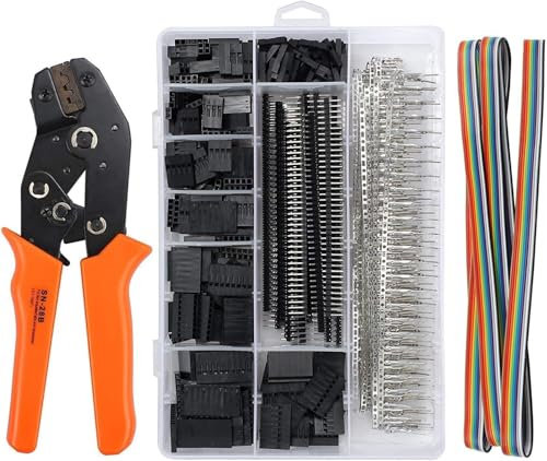 Pinza crimpatrice Dupont Set di connettori SN-28B a cricchetto con 1550 connettori di collegamento. Maschio/femmina connettore 0,1 – 1,0 mm² strumento di crimpatura per connettore 2,54/3,96 mm 28-18