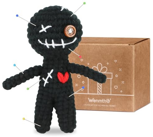 WenmthG Funny Voodoo Puppe mit Nadeln Groß 12CM Büro Geschenk für Kollegen Kollegin Freunde, Lustige Geschenke Voodoo Puppe zum Entspannen Stressabbau - Schwarz 1 Stück