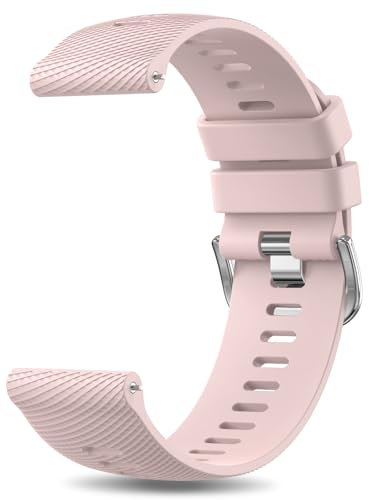 Vancle Uhrenarmbänder Silikon, Uhrenarmband 18mm 20mm 22mm, Armband mit Klassischer Schnallenverstellung, Wasserdichtes Sport Ersatzarmband für Damen Herren, (20mm Rosa)