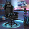ALFORDSON Sedia da Gaming, Sedile Gamer con Supporto Lombare Massaggiante, Sedia da gioco Ergonomica Girevole con Poggiatesta, Regolabile in Altezza, Pelle PU, Nero