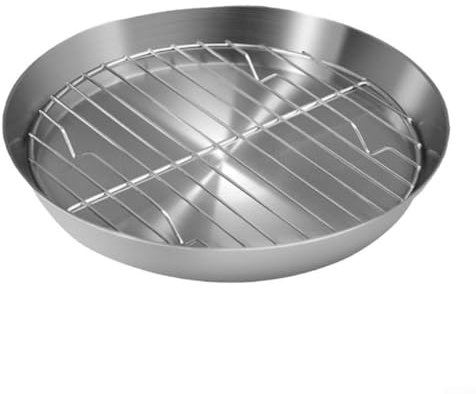 Besttoolifes Griglia di raffreddamento, teglia da forno, teglia rotonda, teglia da forno con set di griglia, per torte, verdure e carne (24 cm)