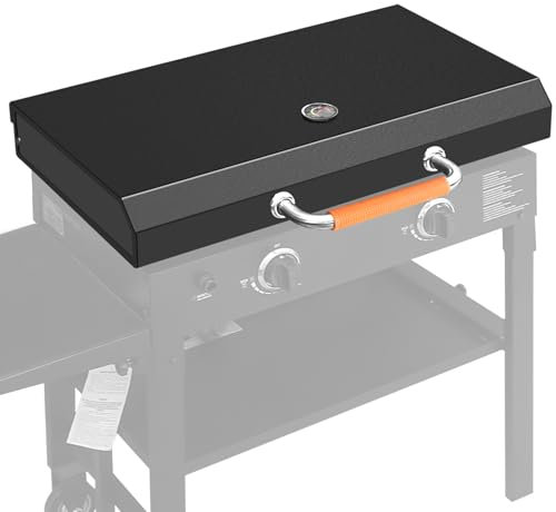 Hinged Lid Hood for Blackstone 28 inch Griddle, Hinged Cover with Thermometer for Blackstone 28 Grill Griddle Lid 1517 1853 1605 1856 Replacement Parts Flat Top Tabletop Hood Accessories