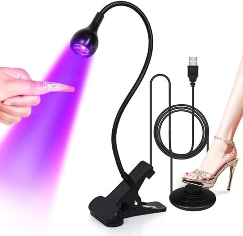 krofaue UV LED Nail Lamp - Flash Cure Lamp Quick Dryer Curing Light Foot Control Gooseneck UV Lamp for Gel X Nails with Gooseneck and Clamp Manicure Salon DIY at Home Beauty Black