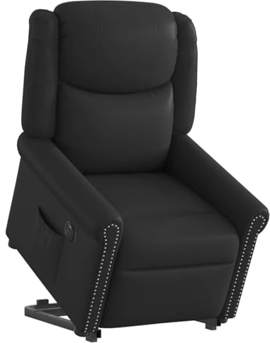 vidaXL Relaxsessel Aufstehen Elektrisch Glänzend Schwarz Kunstleder