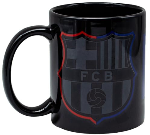 ms móvil shop Taza de Cerámica Desayuno Barcelona FC Escudo Barça Color Negro 325 ml Apto para Lavavajillas y Microondas para café, té | Producto Oficial