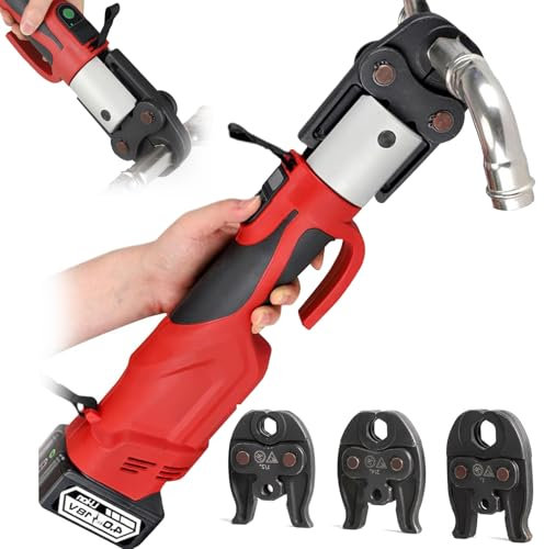 Pressa Per Tubi Idraulici a Batteria Portatile, Tubo Professionale Strumento Di Crimpatura, Kit Di Strumenti Con 3 Mascelle Di Crimpa Per I Sistemi Di Tubature Dell'acciaio Inossidabile Di 12-54mm