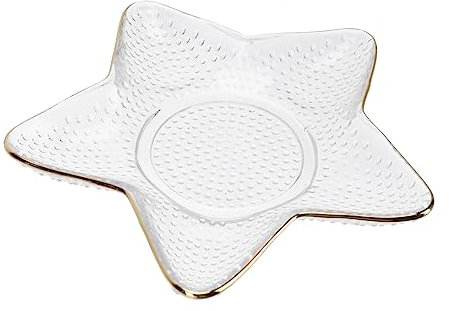 GRIRIW 1pieza Plato De Cristal De Almacenamiento Forma De Estrella Para Ensaladas Frutas y Postres Para Decoración De Mesa Celebraciones y Uso Diario