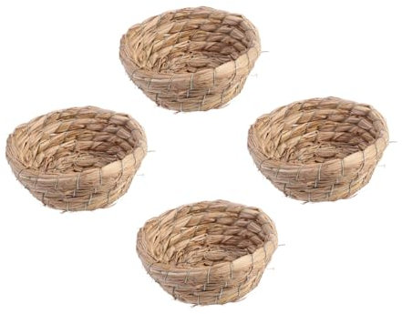 FONDOTIN 4pcs Straw Birds Nest Canary Nest Breeding Box for Birds Garden Nesting Box