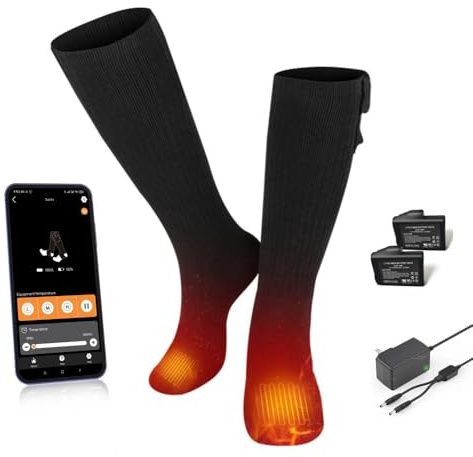 BARCHI HEAT Heated Socks,Foot Warmer with APP Control Rechargeable Heated Socks for Men and Women,Suitable for Winter Sports,Skiing,Cycling,Hiking