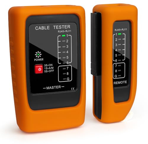 Hiija Tester de Cable RJ45 RJ11 PoE 300 m Cat5 Cat6 Cat7 Cat8 | Detección de cortocircuitos, circuitos abiertos y errores de cableado para un diagnóstico preciso