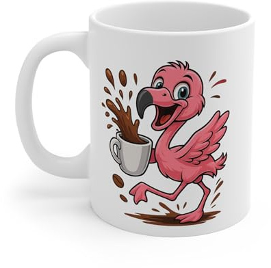 Teecustom Mug Flamant Rose Café – Tasse Céramique 325ml – Design Cartoon Mignon – Cadeau Original Amateur de Café