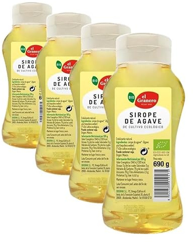 El Granero Integral - Sirope de Agave - 690 g - Néctar Dulce - Alternativa al Azúcar Refinado - Bajo Índice Glucémico - Vitaminas y Minerales - Apto para Veganos (Paquete de 4)
