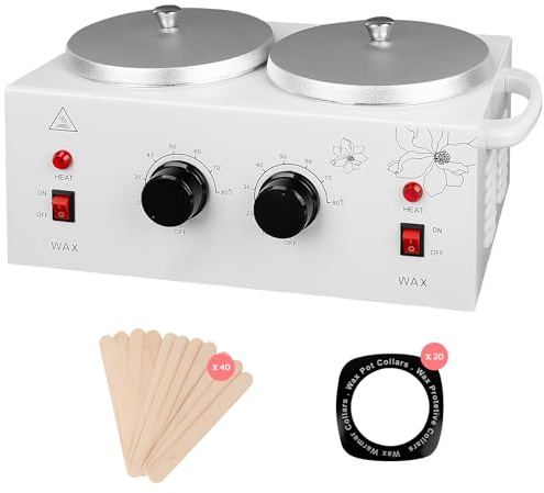 Double Wax Warmer for Painless Hair Removal, Professional Beauty Salon Wax Heater Pot for Women Men Domestic with Adjustable Temperature Set