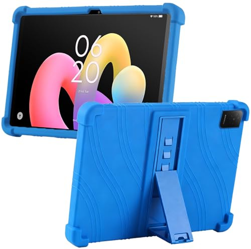 MEMELOKA Funda para TCL Tab 10L Gen 4 10.1 Pulgadas, Carcasa Protectora Antigolpes de Silicona Suave con Soporte[Antiarañazos][Antideslizante], Azul
