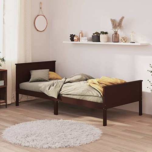 zylophax Massivholzbett Dunkelbraun aus Kiefer 90x200 cm Einzelbett mit robustem Lattenrost, stabiles Bettgestell, praktisches Jugendbett für erholsamen Schlaf