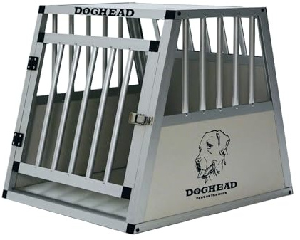 DOGHEAD Hundetransportbox Comfort, Single 50x60x50 cm, Grau/Silber, Aluminium, Beidseitig Abgeschrägt 75°