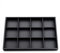 Oirlv Negro PU Cuero Bandeja Joyero con 12 Rejillas - Organizador de Anillos, Pendientes y Relojes
