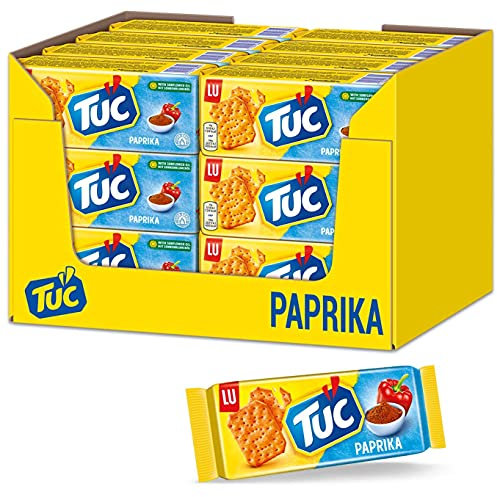 TUC Paprika 24 x 100g I Salzgebäck Großpackung I Knabbergebäck mit Paprika-Geschmack I Fein gesalzene Snack-Cracker