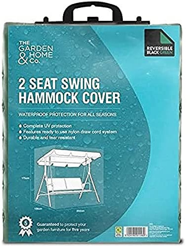 2 seater Hammock Cover - Reversible Green & Black, Full weather protection easy to fit & remove garden furniture covers, UK designed,