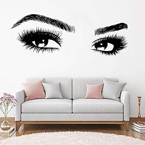 XCGZ Wandtattoo Schöne Augen Und Wimpern Wandtattoo Girl Eye Applique Kunst Beauty Salon Fenster Hintergrund Wandtattoo S 117Cm X 42Cm