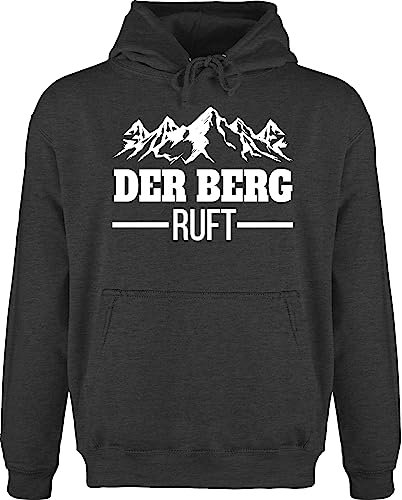 Hoodie Herren Pullover Männer - Skiurlaub Apres Ski - Der Berg Ruft - L - Anthrazit meliert - Skifahren schneeberg Pulli apre Mountains Are Calling Hoddies/pullies skioutfit wanderurlaub