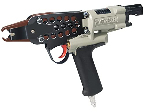 Woodpecker #C7EF Pistola neumática de anillo de cerdo de calibre 15, Ⅱ Generación de 34 pulgadas de corona de nariz larga, pistola de anillo de cerdo de 78 mm de diámetro de cierre, herramienta