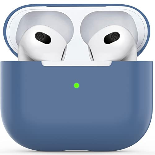 für Airpods 3 Hülle, Schutzhülle aus ultradünnem weichem Silikon, stoßfest, rutschfest, Zubehör Schutzhülle für Apple Airpods 3 Front LED sichtbare Ladehülle - Blau
