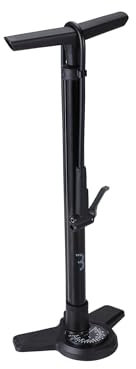 BBB Cycling AirBoost 2.0 Bike Pump with Pressure Gauge | Strong and Accurate Floor Pump | Compatible with Presta, Schrader and Dunlop | 90 cm High Pressure Rubber Hose | Black | BFP-28