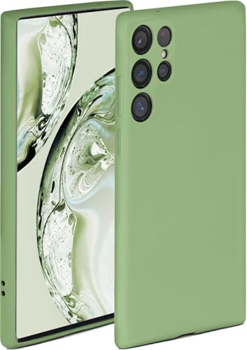 ONEFLOW Coque de protection souple en silicone pour Samsung Galaxy S22 Ultra - Avec protection de l'appareil photo - Protection accrue pour l'écran - Vert