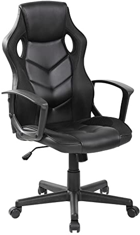 Rebecca Mobili Gaming-Stuhl, Schwarzer Bürostuhl, Kunstleder PVC, Mit Rollen, Studio Room - Abmessungen (HxBxT): 106/118 x 60 x 61 cm - Art. RE6776