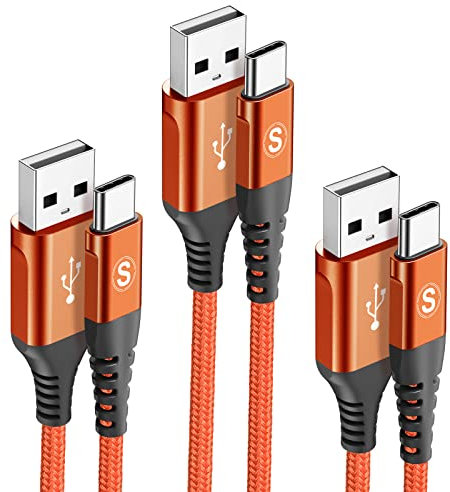 sweguard USB C Kabel 3.1A [3Stück 3m+2m+1m] Schnellladung, Ladekabel USB C Nylon Type C Kabel für Samsung Galaxy S23 S22 S21 S20 Plus/Ultra/FE,Note 20/10,A71 A52 A51,i Phone 15 pro max,HUAWEI P60/P50