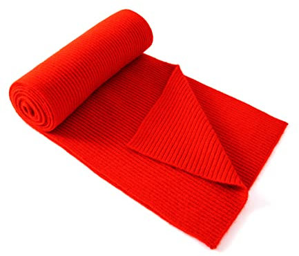 Lallier Unisex-Kaschmirwolle Klassischer, gerippter, fester Schal, ultraweicher, warmer Winterschal mit Geschenkbox (Rot)