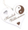 Herzlich Willkommen Schild - Yin und Yang - Deko Herz Holz Willkommensschild Türschild Dekoschild Türdeko