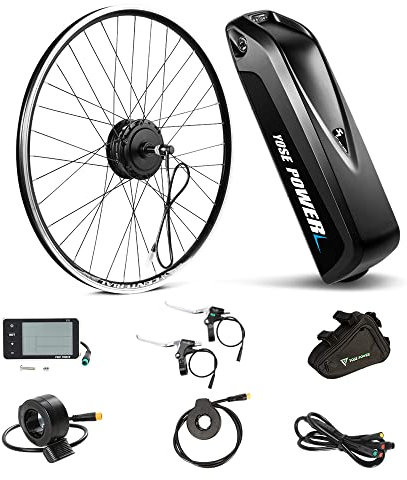 YOSE POWER Ebike Umbausatz 36V250W 26 Heckmoter Elektrofahrrad Conversion Kit für Schraubritzel Freewheel mit Integrierte Controller 36V13Ah Batterie