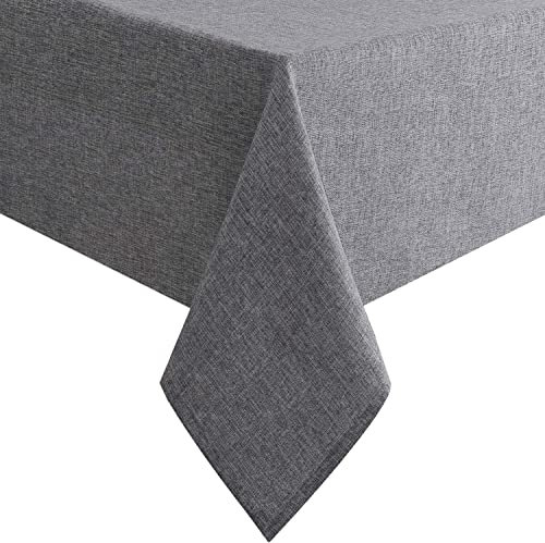 Hiasan Tischdecke Leinenoptik Eckig Tischtuch Wasserabweisend Tischwäsche, 1 Stück, 135 x 260cm, Grau