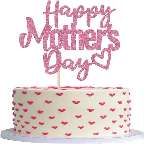 1 Stück Glückliche Muttertag Kuchen Topper mit Glitter Hohl Herz Liebe Mutter Kuchen Pick Beste Mutter Kuchen Dekorationen für Frauen Geburtstag Glückliche Mutter Tag Thema Party Zubehör Rosa