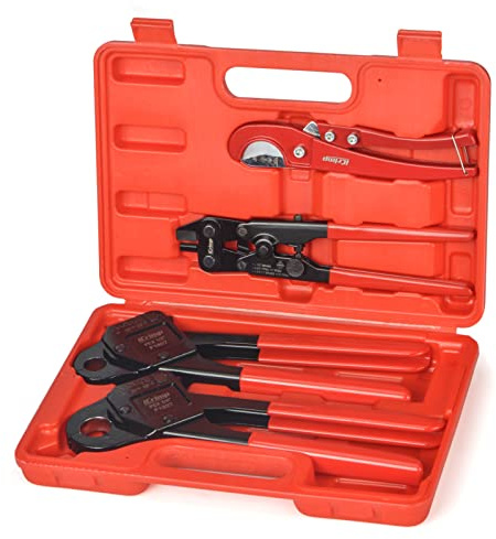 iCrimp IWS-1807CN Kit d'outils de sertissage PEX avec sertisseurs PEX, coupe-tubes PEX, outil de retrait d'anneau en cuivre pour bagues de sertissage en cuivre de 1,27 cm et 1,9 cm, conforme à la