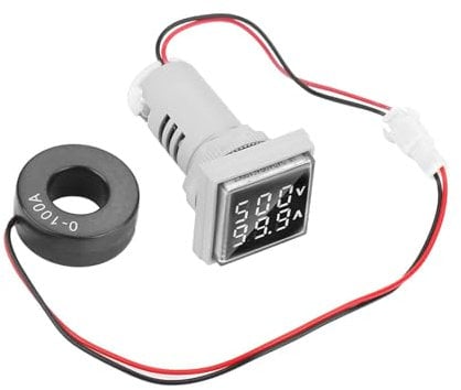 LED-Digitalanzeige, Wechselspannung, Volt-Ampere-Messgerät, Dual-Anzeige, Volt-Ampere-Messgerät, Strommessanzeige, 22 Mm, 0–100 A Messanzeige (Weiss)