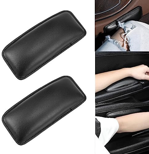 LEZED Selbstklebendes Autotür Armlehnenkissen,Leder Auto Beinpolster, 2 Stück Schwarz Auto kniepolster Soft Pad Universal Auto Armlehnen Polster für Auto Konsole,Auto-Innenraum,Auto Innenzubehör