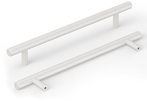 goldenwarm 15 Stücke Möbelgriffe Edelstahl 128mm Küche Türgriffe Weiß Schrankgriffe