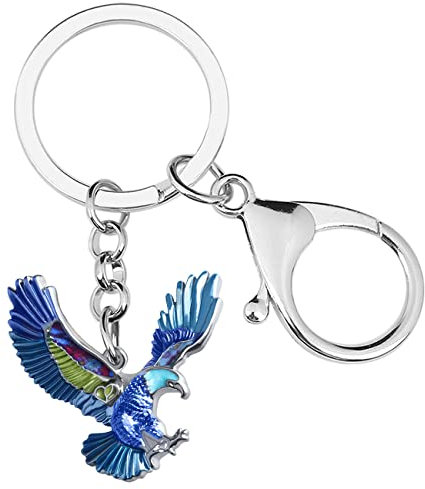 RAIDIN Emaille-Legierung süße 3D Vogel Adler Schlüsselanhänger für Damen Mädchen Hawk Schlüsselring Schmuck für Männer Schlüssel Auto Geldbörse Rucksack (Blau)