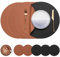 Myir JUN Tischsets 6er Set, Tischsets Abwaschbar Platzsets Rund Ø 38cm Platzdeckchen Rund Doppelseitigen rutschfest Platzsets Kunstleder Leder Tischset Lederoptik (Schwarz Braun, 6er Set)