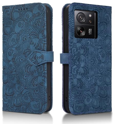 Succtopy Handyhülle für Xiaomi 13T Pro 5G - PU Leder Hülle Mit Kartenfächer und Standfunktion, Klapphülle, Flip Wallet Cover Case Schutzhülle, Blau