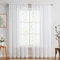 TOPICK Weiß Sheer Vorhänge 2er Set H 225 x B 140 (cm) für Wohnzimmer Bestickte Voile Fenster Vorhänge mit Floral Design Halbtransparente Gardinen für Schlafzimmer Fenster