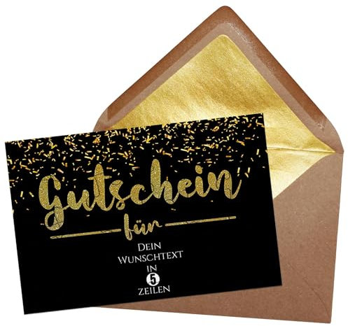 PR Print Royal Fotopuzzle als Gutschein für - Puzzle mit 5 Zeilen Text Personalisieren - Geschenk für Familie und Freunde, Geburtstag, Jubiläum | 24 Teile inkl. Briefumschlag mit Gold-Inlay